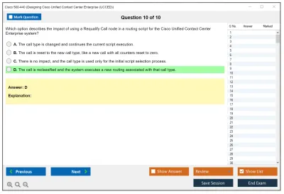 Cisco 500-440 Designing Cisco Unified Contact Center Enterprise (UCCED) Practice test exam simulator test engine exam Prep practice test questions answers Image 10