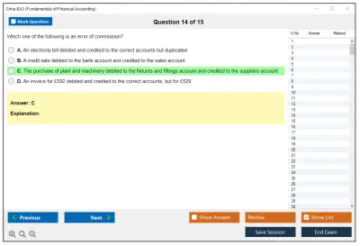Cima BA3 Fundamentals of Financial Accounting Practice test exam simulator test engine exam Prep practice test questions answers Image 14
