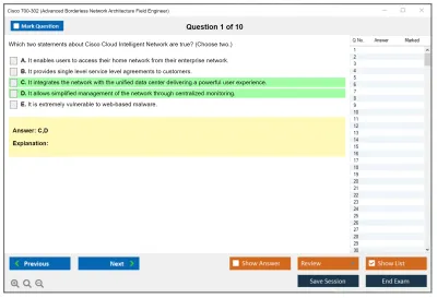 Cisco 700-302 Advanced Borderless Network Architecture Field Engineer Practice test exam simulator test engine exam Prep practice test questions answers Image 1