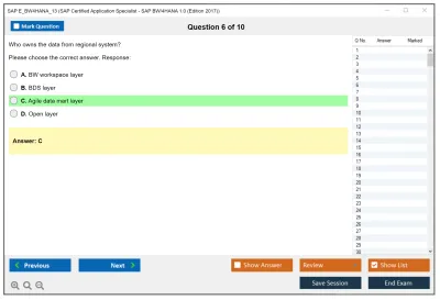 SAP E_BW4HANA_13 SAP Certified Application Specialist - SAP BW/4HANA 1.0 (Edition 2017) Practice test exam simulator test engine exam Prep practice test questions answers Image 6