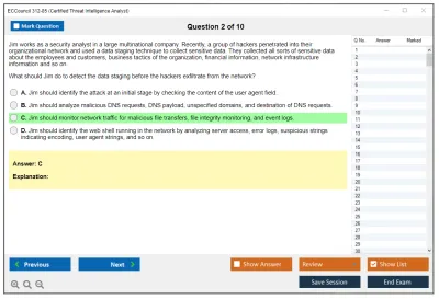 ECCouncil 312-85 Certified Threat Intelligence Analyst (CTIA) Practice test exam simulator test engine exam Prep practice test questions answers Image 2