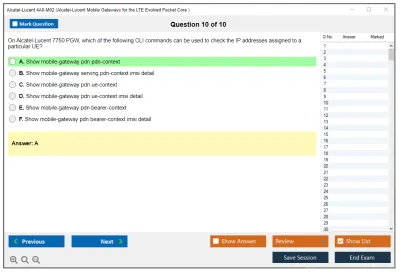 Alcatel-Lucent 4A0-M02 Alcatel-Lucent Mobile Gateways for the LTE Evolved Packet Core  Practice test exam simulator test engine exam Prep practice test questions answers Image 10