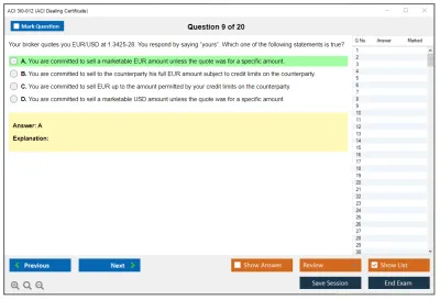 ACI 3I0-012 ACI Dealing Certificate Practice test exam simulator test engine exam Prep practice test questions answers Image 9