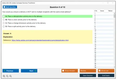 Adobe AD0-300 Adobe Campaign Business Practitioner Practice test exam simulator test engine exam Prep practice test questions answers Image 9