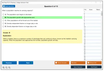 Test Prep PCAT Pharmacy College Admission Test Practice test exam simulator test engine exam Prep practice test questions answers Image 6