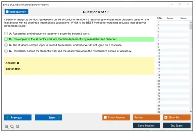 BACB BCBA Board Certified Behavior Analyst Practice test exam simulator test engine exam Prep practice test questions answers Image 8