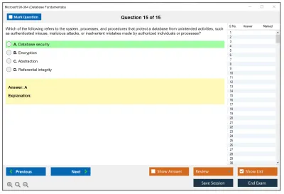Microsoft 98-364 Database Fundamentals Practice test exam simulator test engine exam Prep practice test questions answers Image 15