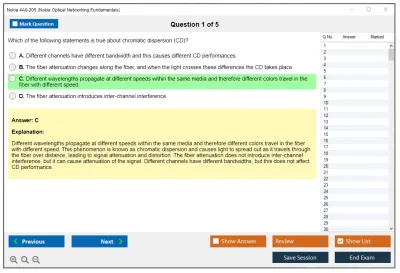 Nokia 4A0-205 Nokia Optical Networking Fundamentals Practice test exam simulator test engine exam Prep practice test questions answers Image 1