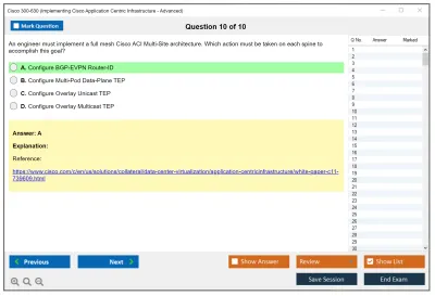 Cisco 300-630 Implementing Cisco Application Centric Infrastructure - Advanced (DCACIA) Practice test exam simulator test engine exam Prep practice test questions answers Image 10