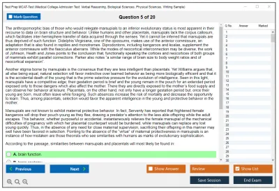 Test Prep MCAT-Test Medical College Admission Test: Verbal Reasoning, Biological Sciences, Physical Sciences, Writing Sample Practice test exam simulator test engine exam Prep practice test questions answers Image 5