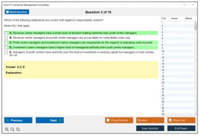 Cima P2 Advanced Management Accounting Practice test exam simulator test engine exam Prep practice test questions answers Image 3