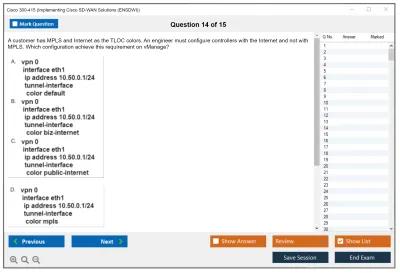 Cisco 300-415 Implementing Cisco SD-WAN Solutions (300-415 ENSDWI) Practice test exam simulator test engine exam Prep practice test questions answers Image 14