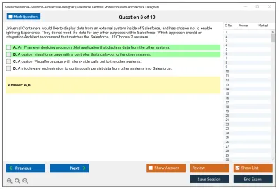 Salesforce Mobile-Solutions-Architecture-Designer Salesforce Certified Mobile Solutions Architecture Designer Practice test exam simulator test engine exam Prep practice test questions answers Image 3