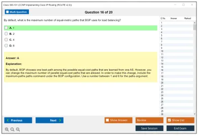Cisco 300-101 CCNP Implementing Cisco IP Routing (ROUTE v2.0) Practice test exam simulator test engine exam Prep practice test questions answers Image 16