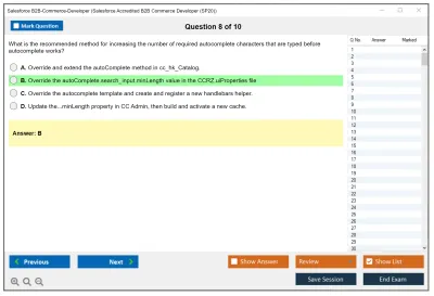 Salesforce B2B-Commerce-Developer Salesforce Accredited B2B Commerce Developer Practice test exam simulator test engine exam Prep practice test questions answers Image 8