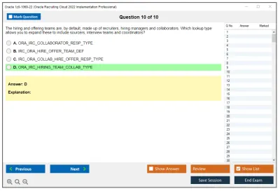 Oracle 1z0-1069-22 Oracle Recruiting Cloud 2022 Implementation Professional Practice test exam simulator test engine exam Prep practice test questions answers Image 10