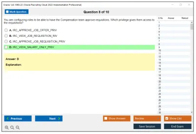 Oracle 1z0-1069-22 Oracle Recruiting Cloud 2022 Implementation Professional Practice test exam simulator test engine exam Prep practice test questions answers Image 8