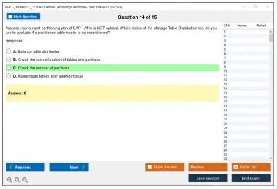 SAP C_HANATEC_15 SAP Certified Technology Associate - SAP HANA 2.0 (SPS03) Practice test exam simulator test engine exam Prep practice test questions answers Image 14