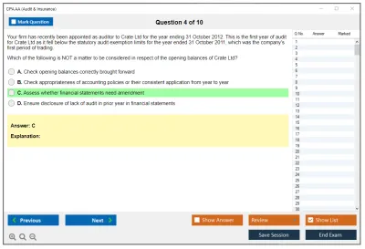 CPA AA Audit & Insurance Practice test exam simulator test engine exam Prep practice test questions answers Image 4
