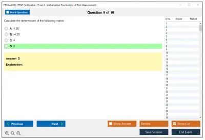 PRMIA 8002 PRM Certification - Exam II: Mathematical Foundations of Risk Measurement Practice test exam simulator test engine exam Prep practice test questions answers Image 9