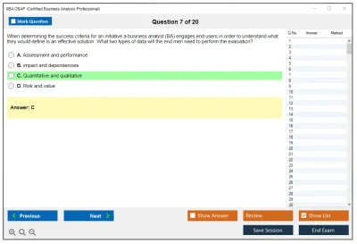 IIBA CBAP Certified Business Analysis Professional (CBAP) Practice test exam simulator test engine exam Prep practice test questions answers Image 7