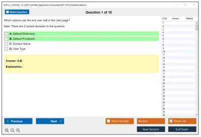 SAP C_C4H420_13 SAP Certified Associate - SAP CPQ Implementation Practice test exam simulator test engine exam Prep practice test questions answers Image 1