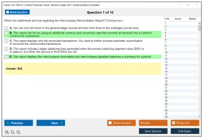 Oracle 1z0-1054-21 Oracle Financials Cloud: General Ledger 2021 Implementation Essentials Practice test exam simulator test engine exam Prep practice test questions answers Image 1