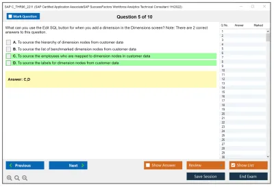 SAP C_THR96_2211 SAP Certified Application AssociateSAP SuccessFactors Workforce Analytics Technical Consultant 1H/2022 Practice test exam simulator test engine exam Prep practice test questions answers Image 5