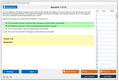 Avaya 31860X Avaya IX Calling Design Exam Practice test exam simulator test engine exam Prep practice test questions answers Image 1