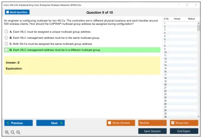 Cisco 300-430 Implementing Cisco Enterprise Wireless Networks (300-430 ENWLSI) Practice test exam simulator test engine exam Prep practice test questions answers Image 9