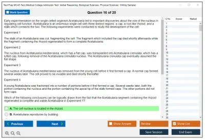 Test Prep MCAT-Test Medical College Admission Test: Verbal Reasoning, Biological Sciences, Physical Sciences, Writing Sample Practice test exam simulator test engine exam Prep practice test questions answers Image 16