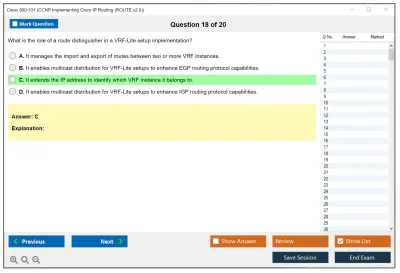 Cisco 300-101 CCNP Implementing Cisco IP Routing (ROUTE v2.0) Practice test exam simulator test engine exam Prep practice test questions answers Image 18