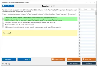 Adobe AD0-E104 Adobe Experience Manager Architect Practice test exam simulator test engine exam Prep practice test questions answers Image 4