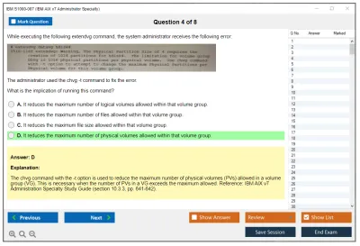 IBM S1000-007 IBM AIX v7 Administrator Specialty Practice test exam simulator test engine exam Prep practice test questions answers Image 4