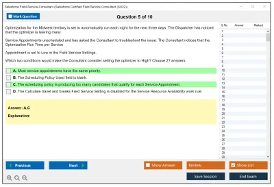 Salesforce Field-Service-Consultant Salesforce Certified Field Service Consultant Practice test exam simulator test engine exam Prep practice test questions answers Image 5