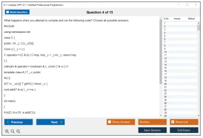 C++ Institute CPP C++ Certified Professional Programmer Practice test exam simulator test engine exam Prep practice test questions answers Image 4