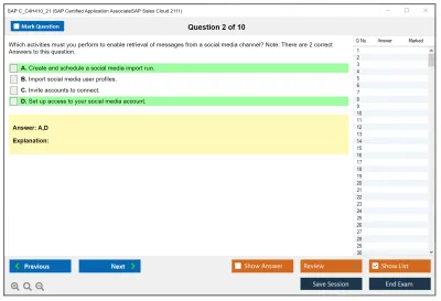 SAP C_C4H410_21 SAP Certified Associate - Implementation Consultant - SAP Sales Cloud Practice test exam simulator test engine exam Prep practice test questions answers Image 2