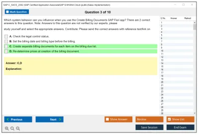 SAP C_S4CS_2302 SAP Certified Application AssociateSAP S/4HANA Cloud (public)Sales Implementation Practice test exam simulator test engine exam Prep practice test questions answers Image 3