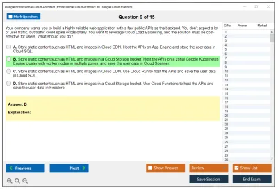 Google Professional-Cloud-Architect Google Certified Professional - Cloud Architect (GCP) Practice test exam simulator test engine exam Prep practice test questions answers Image 9