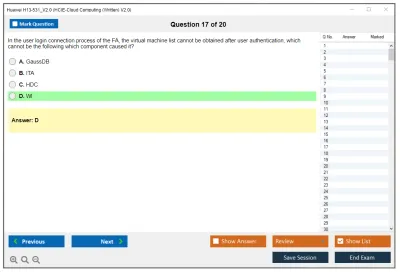 Huawei H13-531_V2.0 HCIE-Cloud Computing (Written) V2.0 Practice test exam simulator test engine exam Prep practice test questions answers Image 17