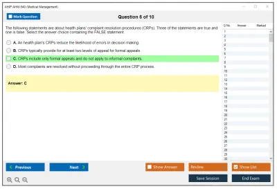 AHIP AHM-540 Medical Management Practice test exam simulator test engine exam Prep practice test questions answers Image 6