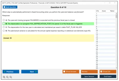 SAP P_S4FIN_1709 SAP Certified Application Professional - Financials in SAP S/4HANA 1709 for SAP ERP Financials Experts Practice test exam simulator test engine exam Prep practice test questions answers Image 6
