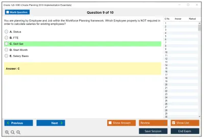 Oracle 1z0-1080 Oracle Planning 2019 Implementation Essentials Practice test exam simulator test engine exam Prep practice test questions answers Image 9