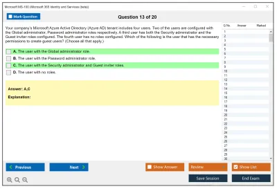 Microsoft MS-100 Microsoft 365 Identity and Services Practice test exam simulator test engine exam Prep practice test questions answers Image 13