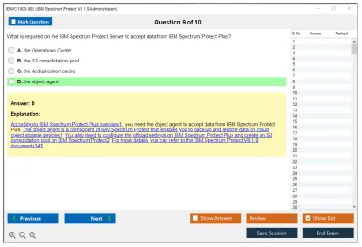 IBM C1000-082 IBM Spectrum Protect V8.1.9 Administration Practice test exam simulator test engine exam Prep practice test questions answers Image 9