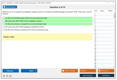 SAP C_HANATEC_16 SAP Certified Technology Associate - SAP HANA 2.0 SPS04 Practice test exam simulator test engine exam Prep practice test questions answers Image 2