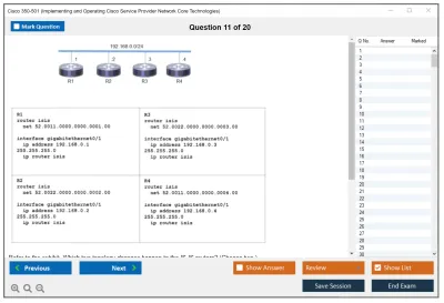 Cisco 350-501 Implementing and Operating Cisco Service Provider Network Core Technologies (350-501 SPCOR) Practice test exam simulator test engine exam Prep practice test questions answers Image 11