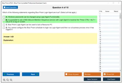 Blue Prism APD01 Blue Prism Professional Developer Practice test exam simulator test engine exam Prep practice test questions answers Image 4