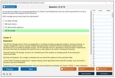 Oracle 1z0-1072-22 Oracle Cloud Infrastructure 2022 Architect Associate Practice test exam simulator test engine exam Prep practice test questions answers Image 13