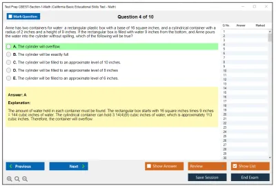 Test Prep CBEST-Section-1-Math California Basic Educational Skills Test - Math Practice test exam simulator test engine exam Prep practice test questions answers Image 4
